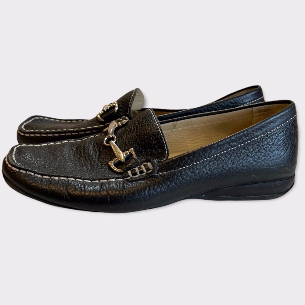 Geox Respira Black Leather Horse Bit Driving Loafers Shoes Sz 9